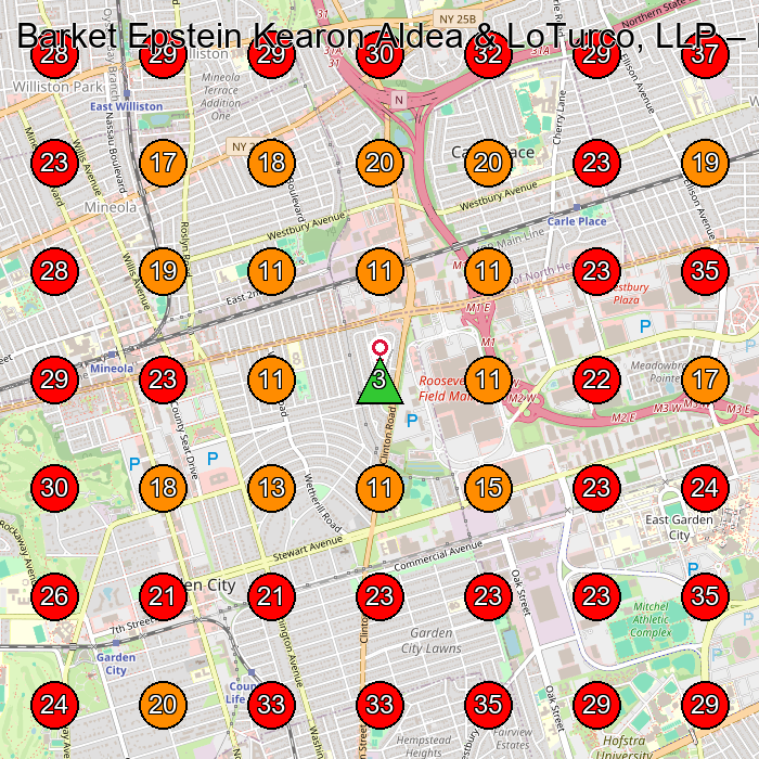 Barket Epstein Kearon Aldea & LoTurco, LLP GeoGrid visibility map for Criminal Justice Attorney in Mineola